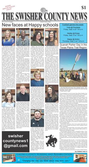 Primary view of object titled 'The Swisher County News (Tulia, Tex.), Vol. 11, No. 37, Ed. 1 Thursday, September 5, 2019'.