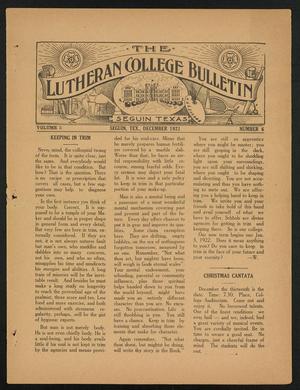 Primary view of object titled 'The Lutheran College Bulletin, Volume 5, Number 6, December 1921'.