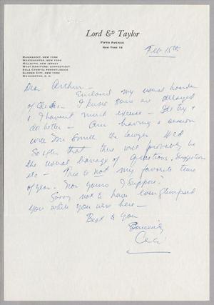 Primary view of object titled '[Letter from Cecile Kempner to Arthur Alpert, February 15, 1964]'.