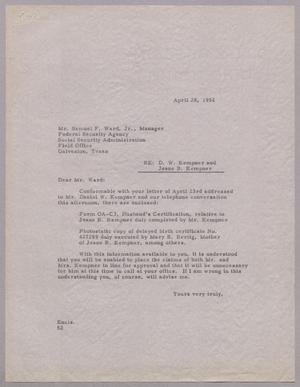 Primary view of object titled '[Letter to Samuel F. Ward, Jr., April 28, 1952]'.