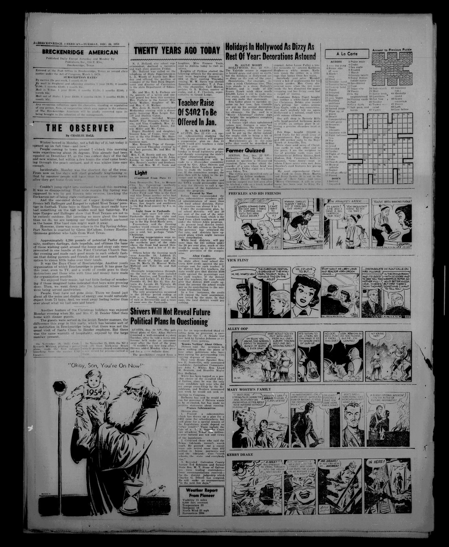 Breckenridge American (Breckenridge, Tex.), Vol. 33, No. 270, Ed. 1 Tuesday, December 22, 1953
                                                
                                                    [Sequence #]: 2 of 8
                                                