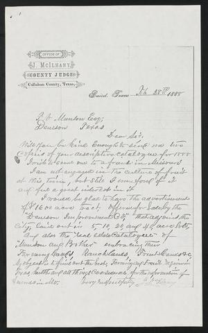Primary view of object titled '[Letter from J. McIlhany to T. V. Munson, February 28, 1888]'.