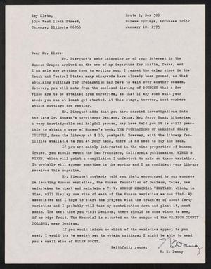 Primary view of object titled '[Letter from W. E. Dancy to Roy Klotz, January 10, 1975]'.