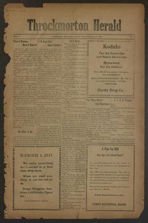 Primary view of object titled 'Throckmorton Herald (Throckmorton, Tex.), Vol. 1, No. 25, Ed. 1 Friday, February 11, 1921'.