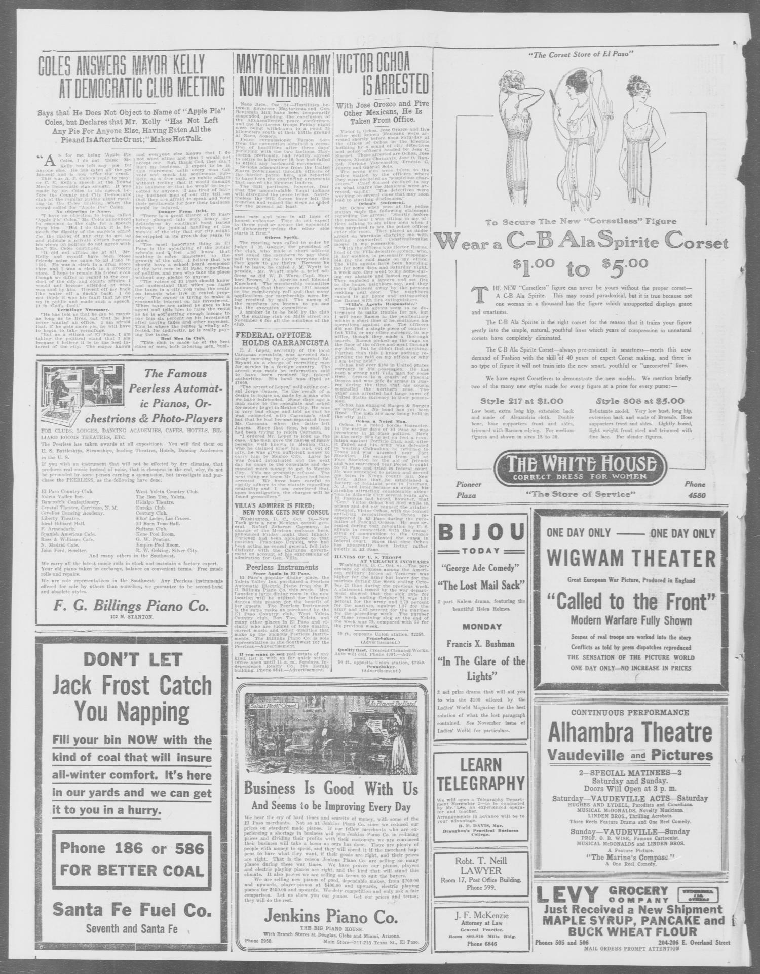 El Paso Herald (El Paso, Tex.), Ed. 1, Saturday, October 24, 1914
                                                
                                                    [Sequence #]: 2 of 32
                                                