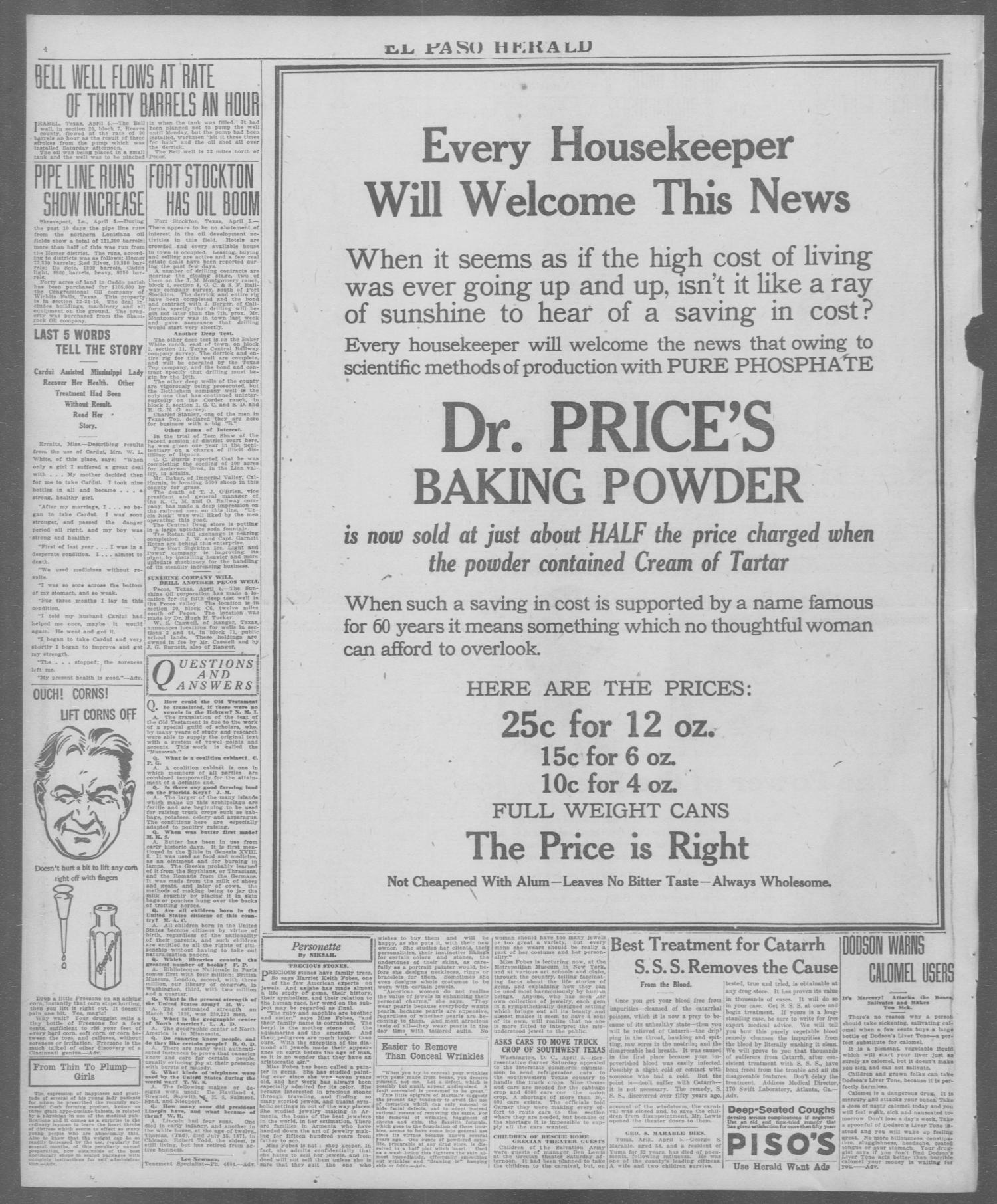 El Paso Herald (El Paso, Tex.), Ed. 1, Monday, April 5, 1920
                                                
                                                    [Sequence #]: 4 of 14
                                                