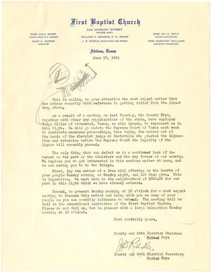 Primary view of object titled '[Form letter from J. D. Riddle - June 13, 1941]'.