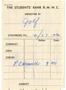 Text: [Deposit slip for The Students' Bank, Randolph-Macon Woman's College]