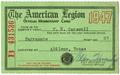 Text: [Membership Card for The American Legion 1947 issued to T. N. Carswel…