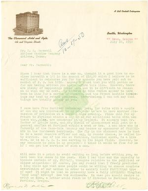 Primary view of object titled '[Letter from R. D. Hill to T. N. Carswell - July 28, 1950]'.