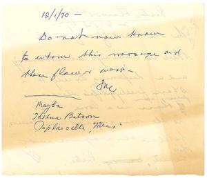 Primary view of object titled '[Note written by T. N. Carswell regarding Thelma Batson - February 8, 1954, December 1, 1970]'.