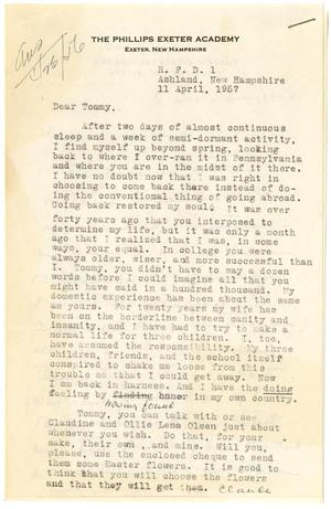 Primary view of object titled '[Letter from Claude Lloyd to T. N. Carswell - April 11, 1957]'.