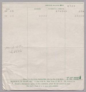 Primary view of object titled '[Account Statement for Maison E. H. Glass, Inc., Nov-Dec. 1950]'.