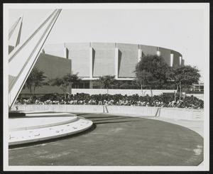 Primary view of object titled '[Modern Art Sculpture in Front of Dallas Memorial Auditorium]'.