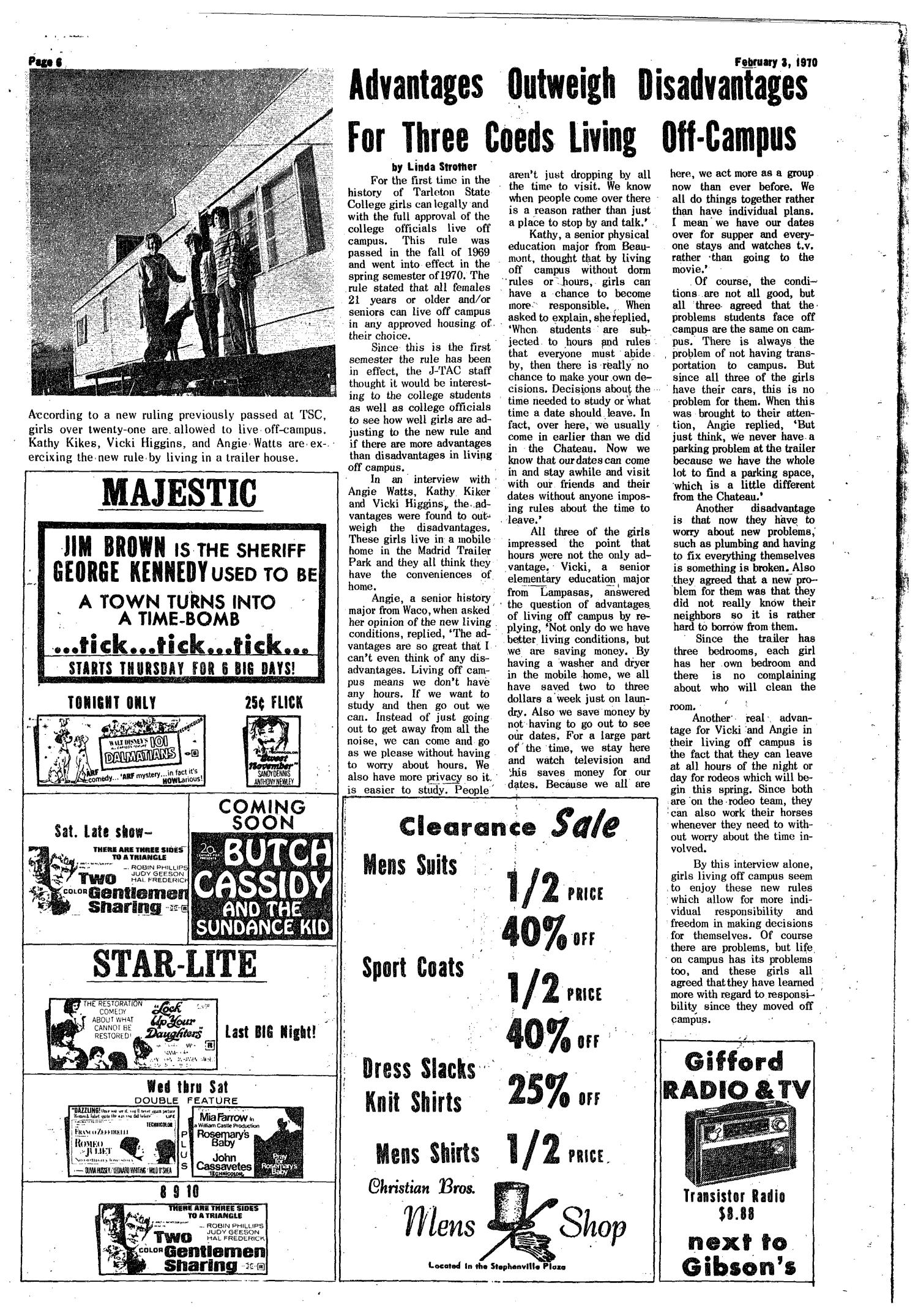 The J-TAC (Stephenville, Tex.), Vol. 50, No. 14, Ed. 1 Tuesday, February 3, 1970
                                                
                                                    [Sequence #]: 6 of 12
                                                