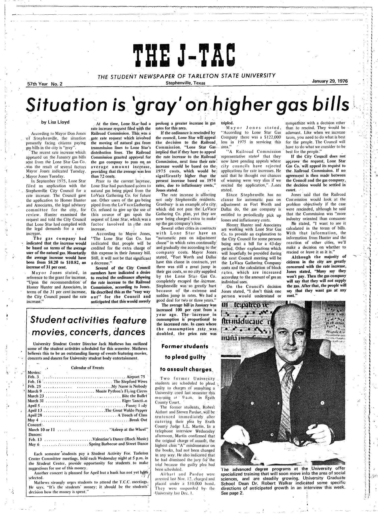 The J-TAC (Stephenville, Tex.), Vol. 57, No. 2, Ed. 1 Thursday, January 29, 1976
                                                
                                                    [Sequence #]: 1 of 12
                                                