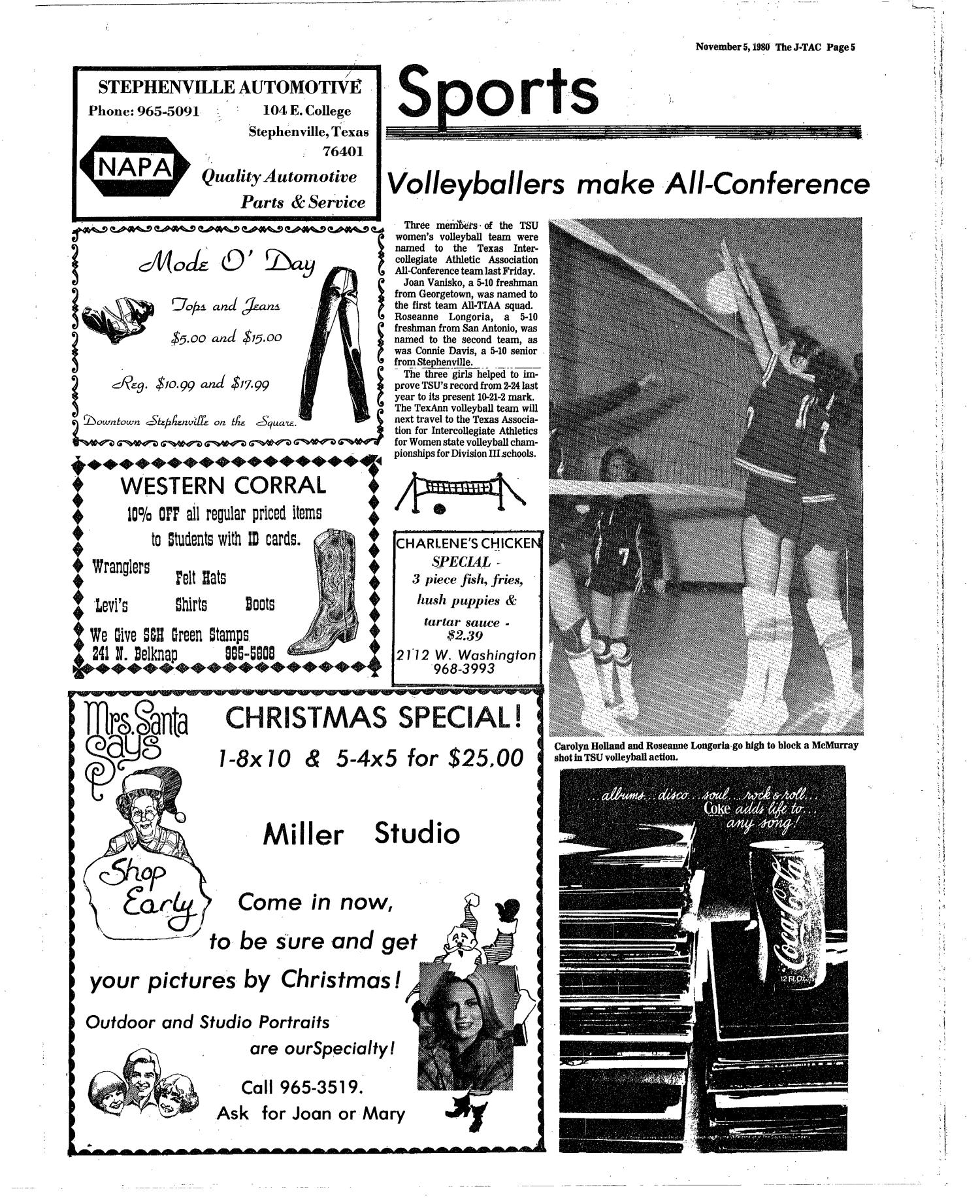 The J-TAC (Stephenville, Tex.), Ed. 1 Thursday, November 6, 1980
                                                
                                                    [Sequence #]: 5 of 8
                                                