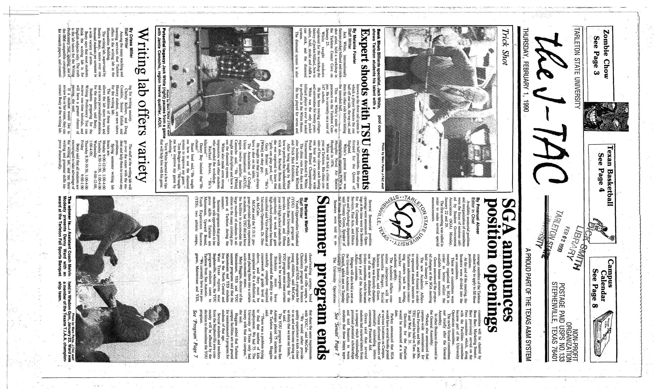 The J-TAC (Stephenville, Tex.), Ed. 1 Thursday, February 1, 1990
                                                
                                                    [Sequence #]: 1 of 8
                                                