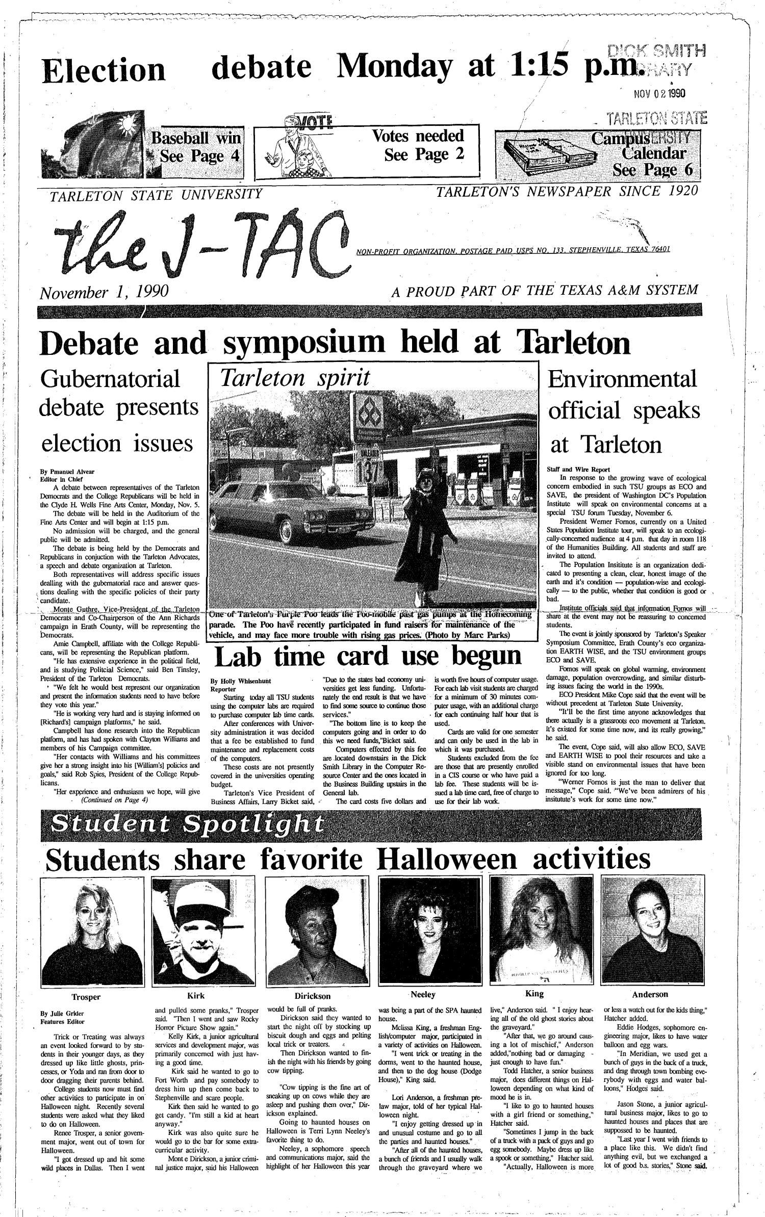 The J-TAC (Stephenville, Tex.), Ed. 1 Thursday, November 1, 1990
                                                
                                                    [Sequence #]: 1 of 6
                                                