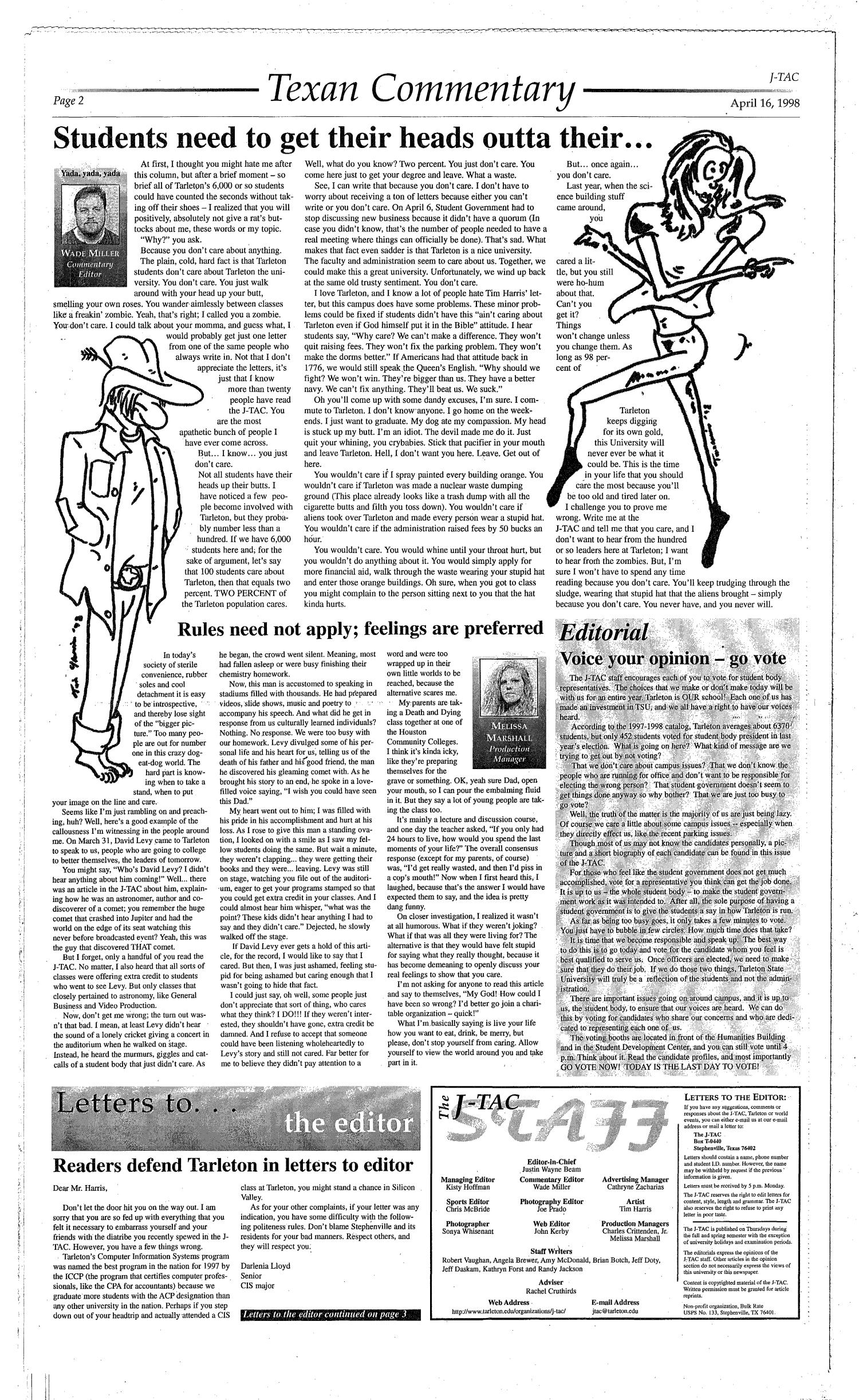 The J-TAC (Stephenville, Tex.), Vol. 155, No. 11, Ed. 1 Thursday, April 16, 1998
                                                
                                                    [Sequence #]: 2 of 8
                                                