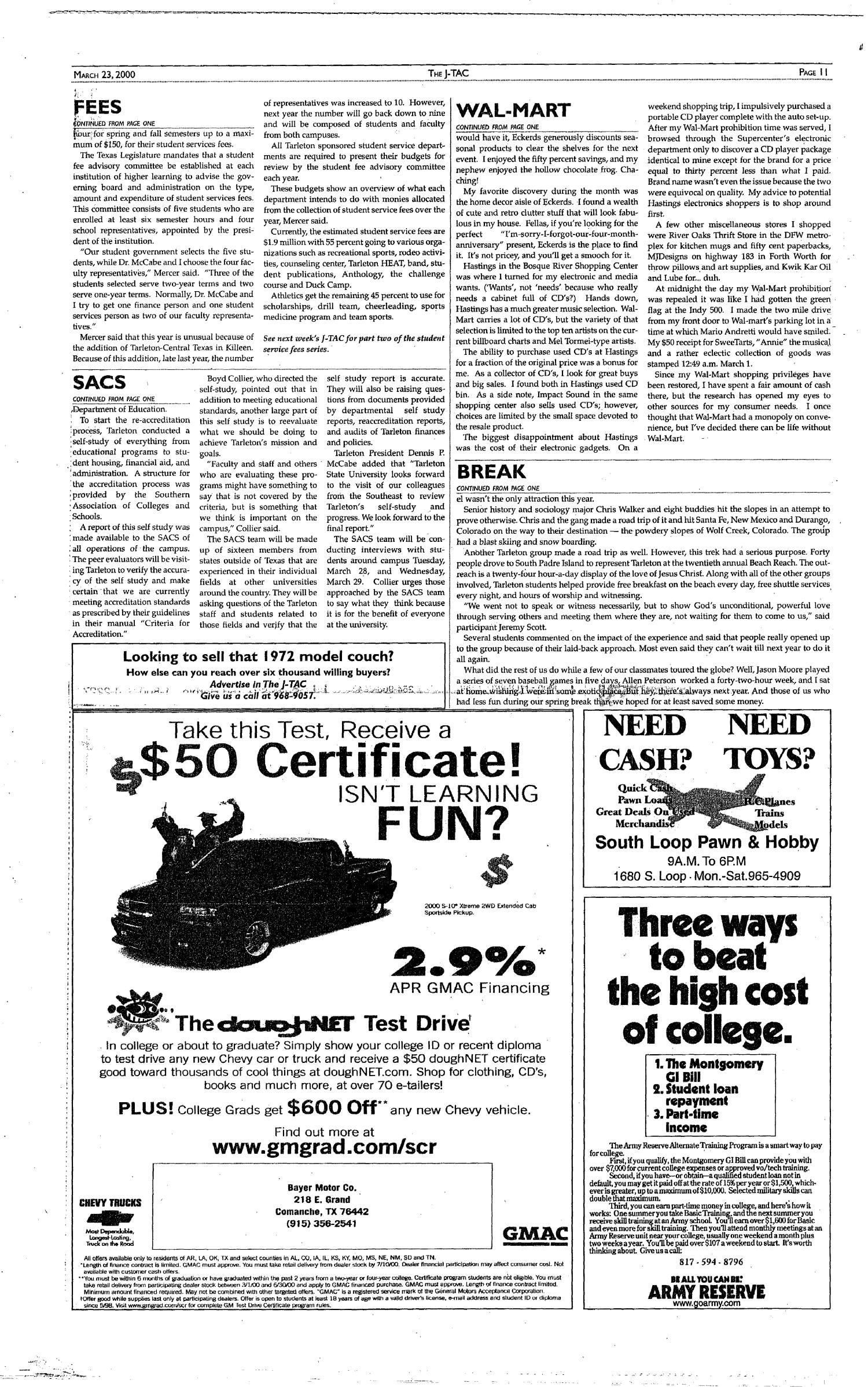 The J-TAC (Stephenville, Tex.), Vol. 159, No. 7, Ed. 1 Thursday, March 23, 2000
                                                
                                                    [Sequence #]: 11 of 12
                                                