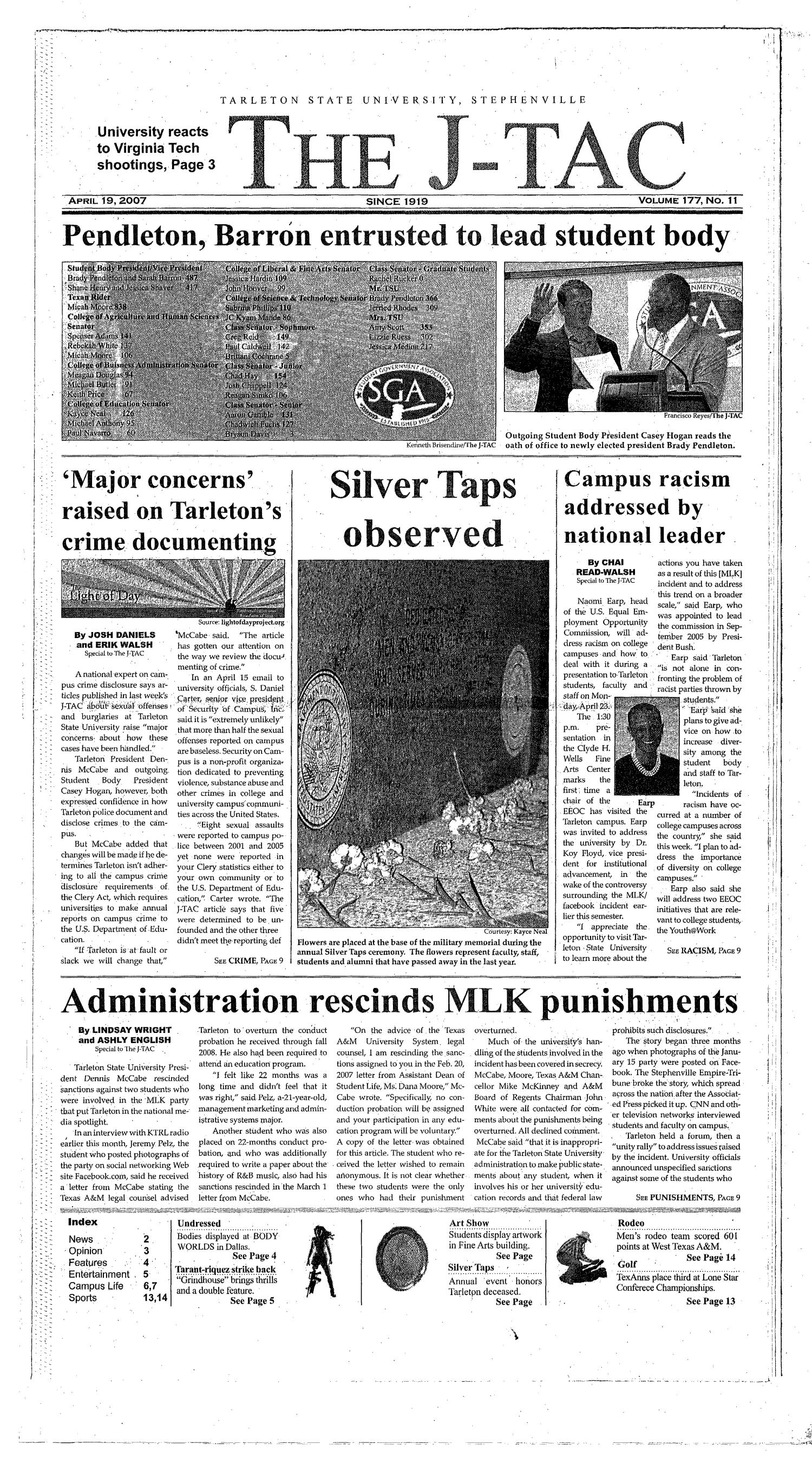 The J-TAC (Stephenville, Tex.), Vol. 173, No. 11, Ed. 1 Thursday, April 19, 2007
                                                
                                                    [Sequence #]: 1 of 14
                                                