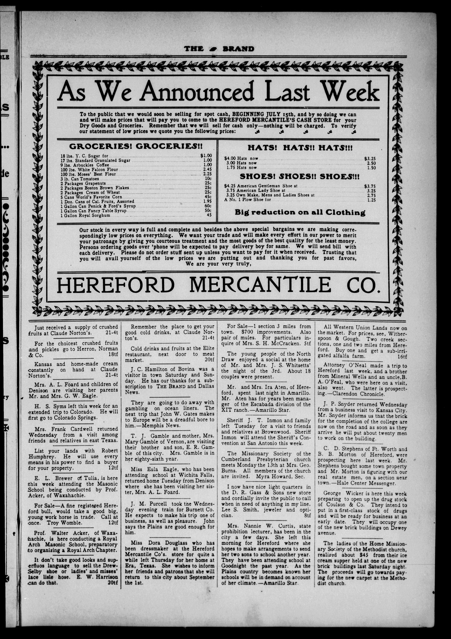 The Brand (Hereford, Tex.), Vol. 3, No. 21, Ed. 1 Friday, July 10, 1903
                                                
                                                    [Sequence #]: 3 of 12
                                                