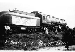 Primary view of object titled '[A Santa Fe locomotive "AT Booth Tex. Nov. 11, 1911".]'.