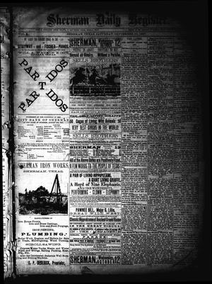 Primary view of object titled 'Sherman Daily Register (Sherman, Tex.), Vol. 2, No. 249, Ed. 1 Saturday, September 10, 1887'.
