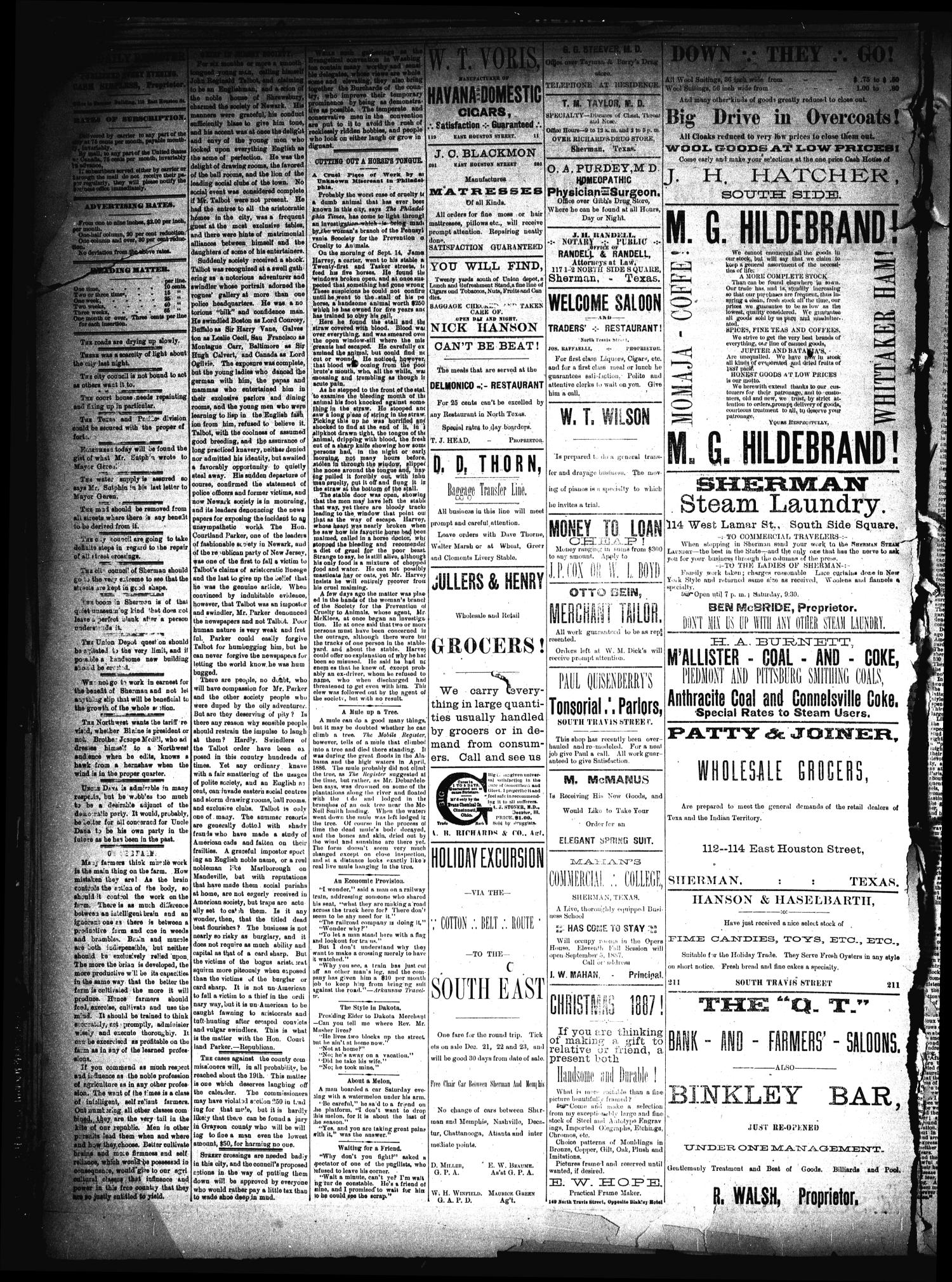 Sherman Daily Register (Sherman, Tex.), Vol. 3, No. 16, Ed. 1 Tuesday, December 13, 1887
                                                
                                                    [Sequence #]: 2 of 4
                                                