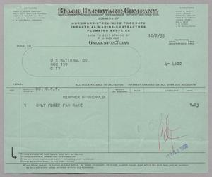Primary view of object titled '[Invoice from Black Hardware Company: December, 1955]'.