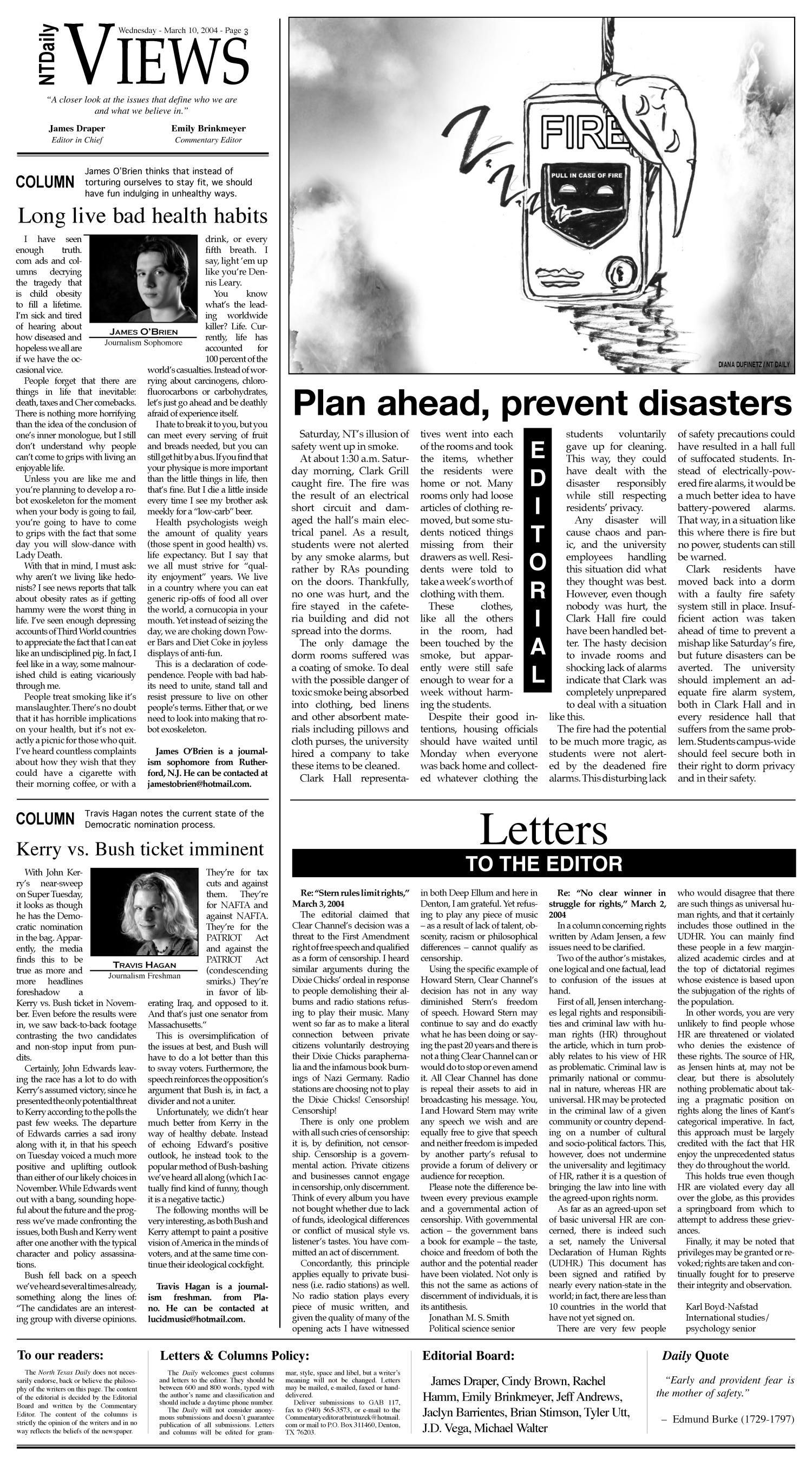 North Texas Daily (Denton, Tex.), Vol. 88, No. 89, Ed. 1 Wednesday, March 10, 2004
                                                
                                                    [Sequence #]: 3 of 14
                                                