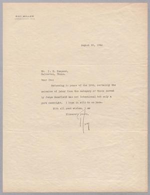 Primary view of object titled '[Letter from Roy Miller to I. H. Kempner, August 20, 1944]'.