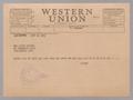 Letter: [Telegram from Sister to Sara Weston, September 25, 1953]