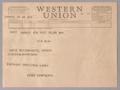 Letter: [Telegram from Louis A. and Fannie Adoue to David F. Weston, August 8…