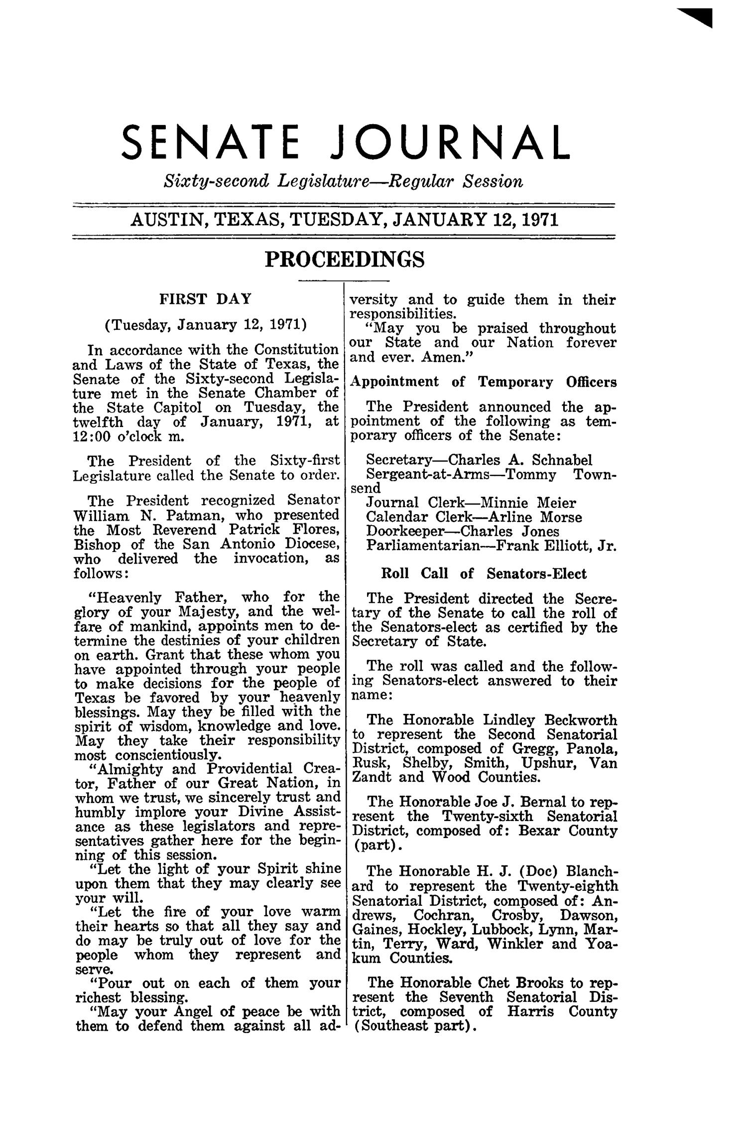 Journal of the Senate of the State of Texas, Regular Session of the Sixty-Second Legislature, Volume 1
                                                
                                                    7
                                                