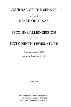 Primary view of object titled 'Journal of the Senate of the State of Texas, Second  and Third Called Sessions of the Sixty-Ninth Legislature, Volume 4'.