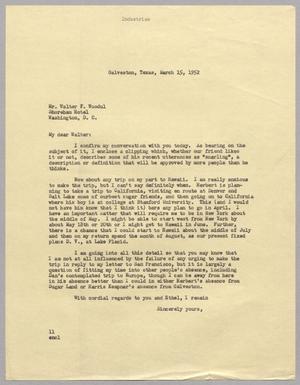 Primary view of object titled '[Letter from I. H. Kempner to Walter F. Woodul, March 15, 1952]'.