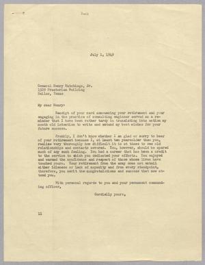 Primary view of object titled '[Letter from Isaac H. Kempner to Henry Hutchings, Jr., July 1, 1949]'.
