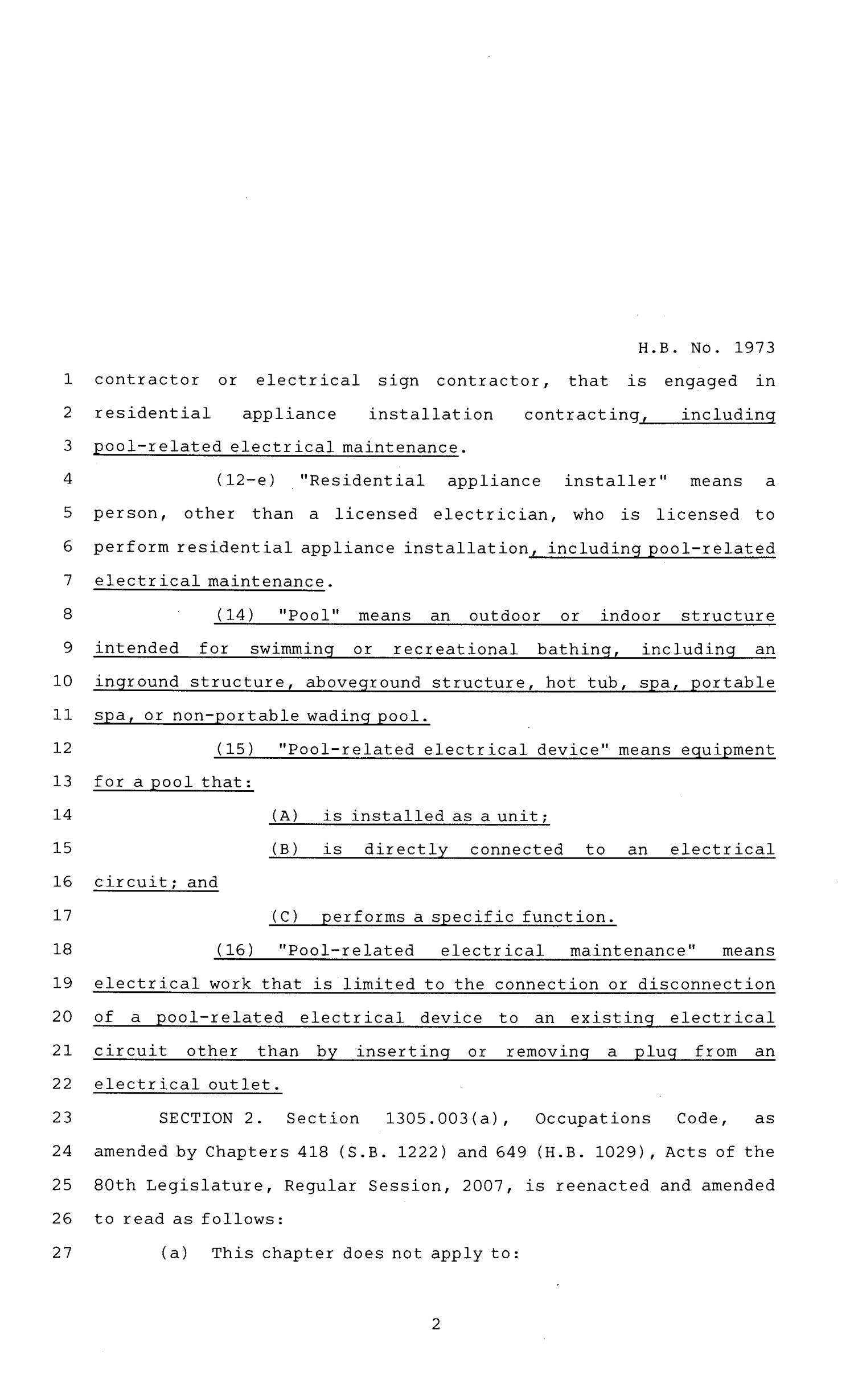 81st Texas Legislature, Regular Session, House Bill 1973, Chapter 416
                                                
                                                    [Sequence #]: 2 of 9
                                                