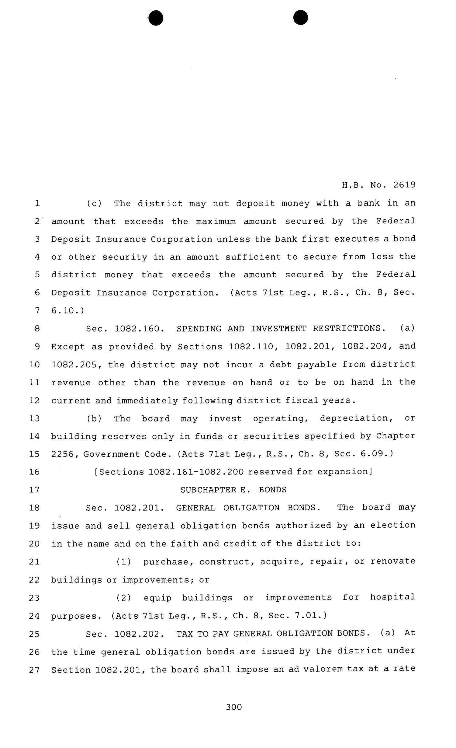 81st Texas Legislature, Regular Session, House Bill 2619, Chapter 1139
                                                
                                                    [Sequence #]: 300 of 950
                                                