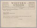 Letter: [Telegram from I. H. Kempner to Hotel Washington, May 7, 1951]
