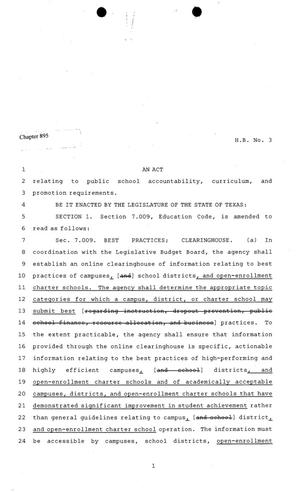 Primary view of object titled '81st Texas Legislature, Regular Session, House Bill 3, Chapter 895'.