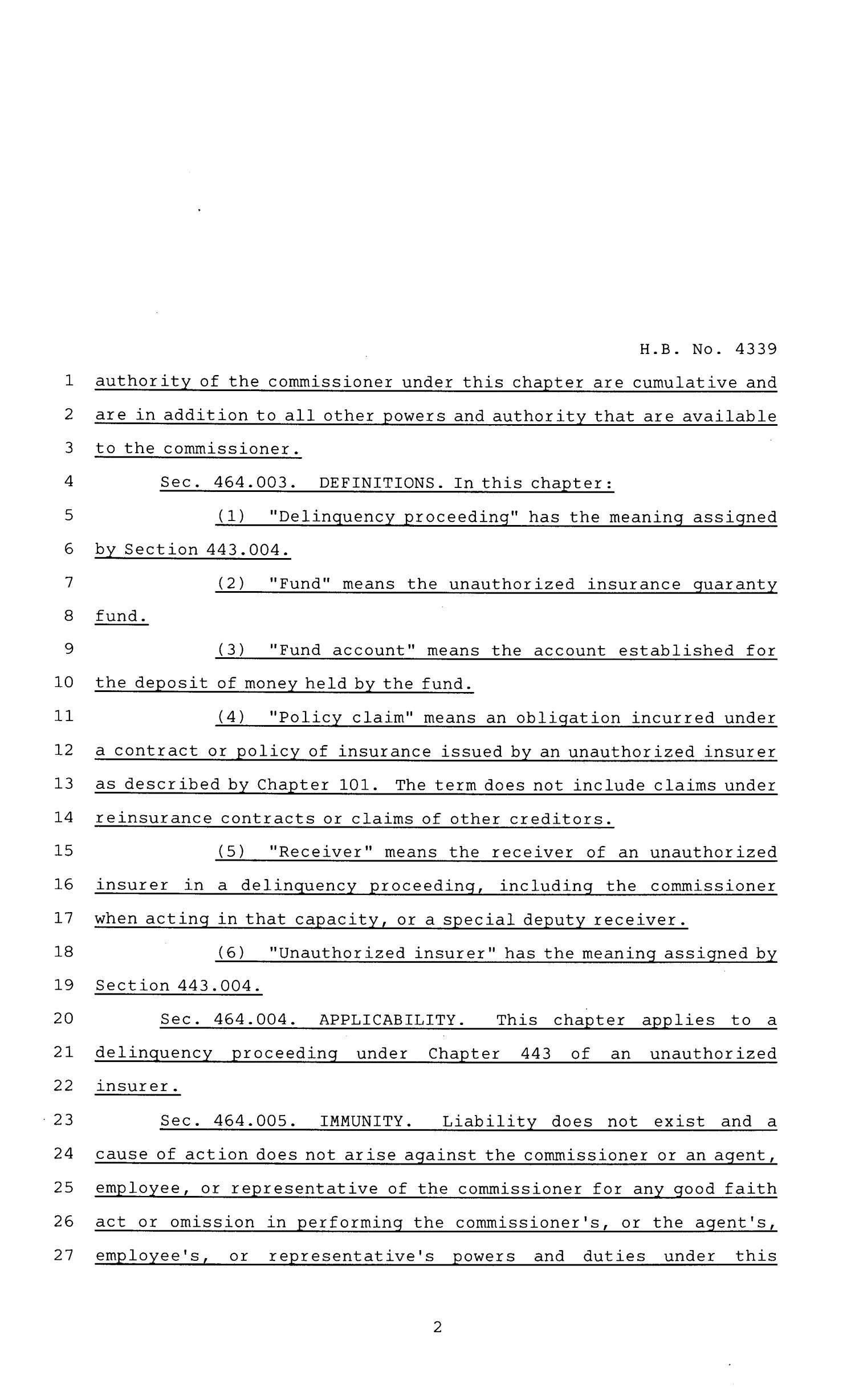 81st Texas Legislature, Regular Session, House Bill 4339, Chapter 1026
                                                
                                                    [Sequence #]: 2 of 8
                                                