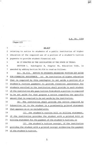 Primary view of object titled '81st Texas Legislature, Senate Bill 1304, Chapter 1223'.