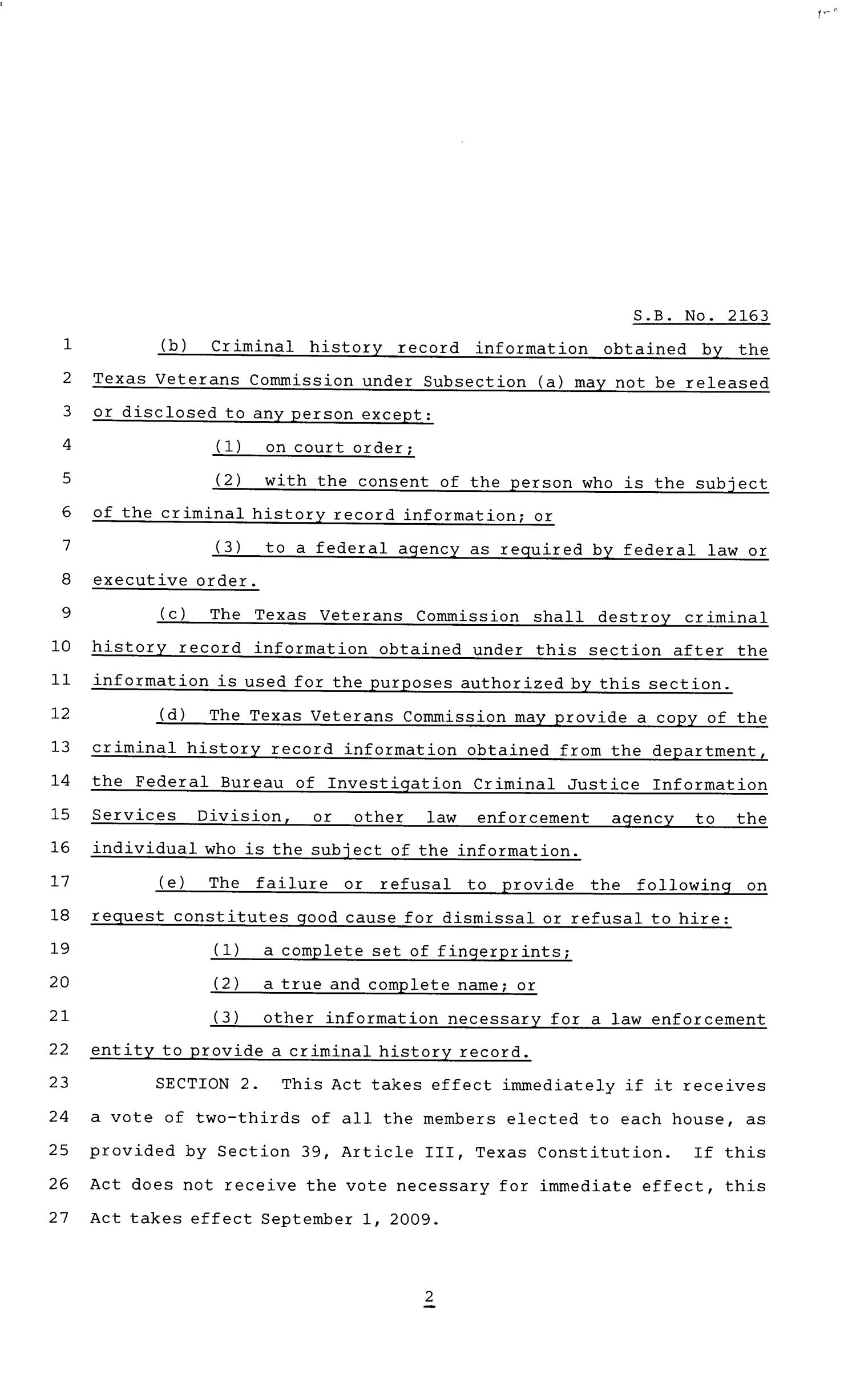 81st Texas Legislature, Senate Bill 2163, Chapter 67
                                                
                                                    [Sequence #]: 2 of 3
                                                