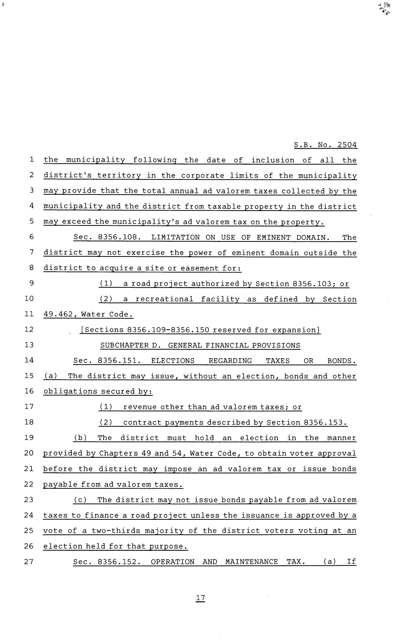 81st Texas Legislature, Senate Bill 2504, Chapter 867
                                                
                                                    [Sequence #]: 17 of 53
                                                