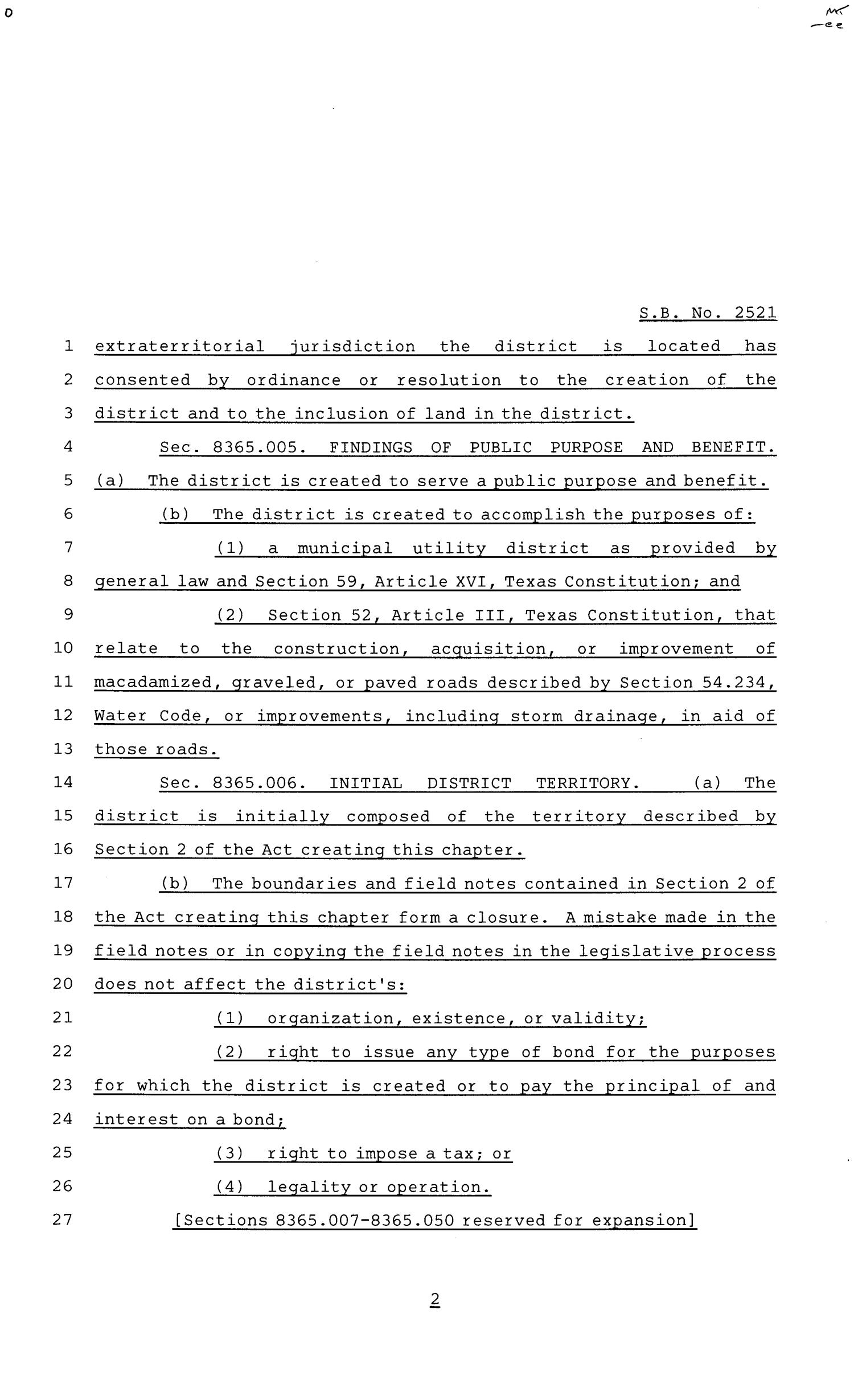 81st Texas Legislature, Senate Bill 2521, Chapter 880
                                                
                                                    [Sequence #]: 2 of 28
                                                