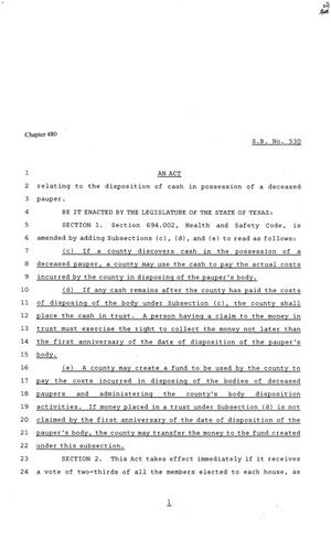 Primary view of object titled '81st Texas Legislature, Senate Bill 530, Chapter 480'.