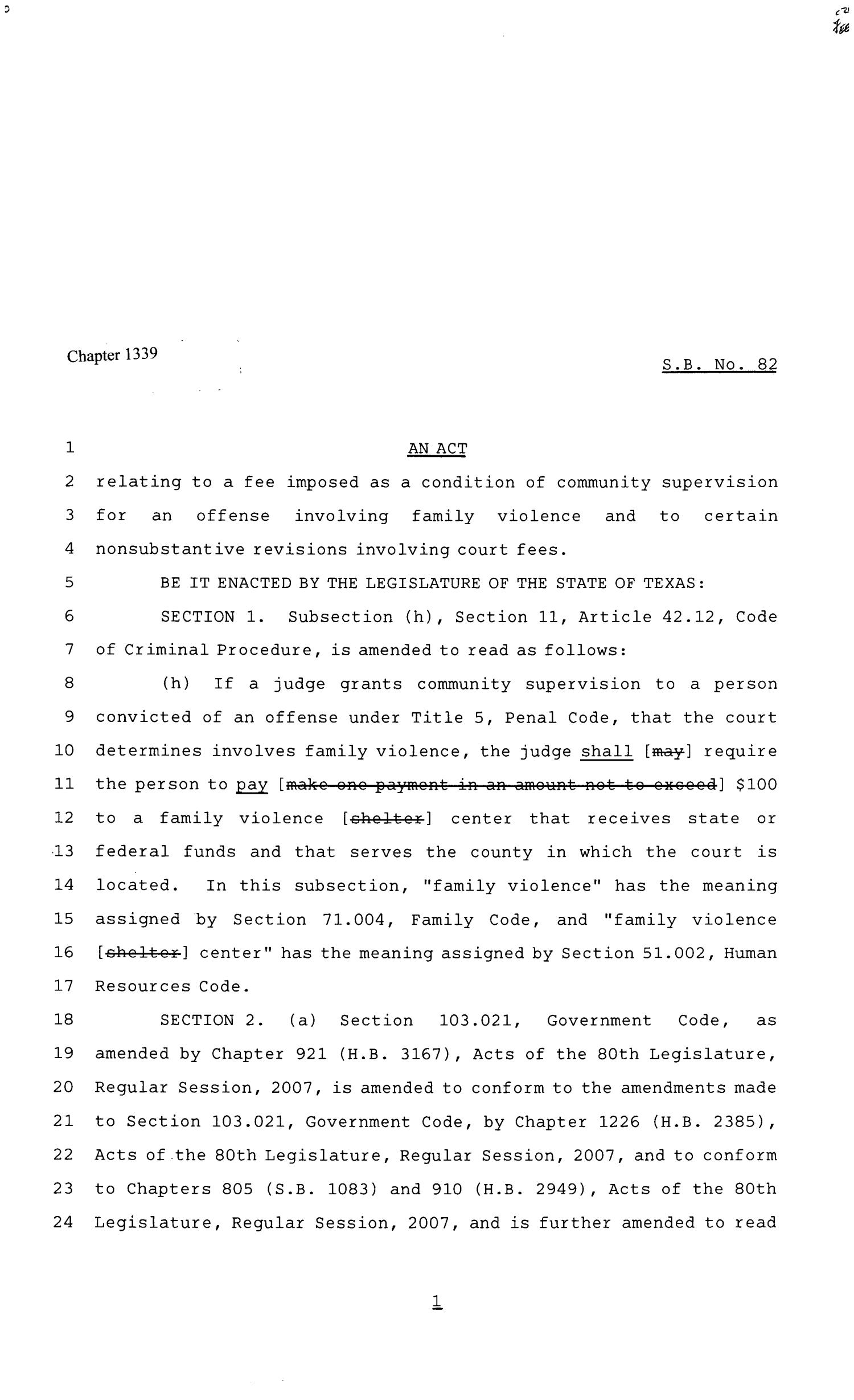 81st Texas Legislature, Senate Bill 82, Chapter 1339
                                                
                                                    [Sequence #]: 1 of 8
                                                
